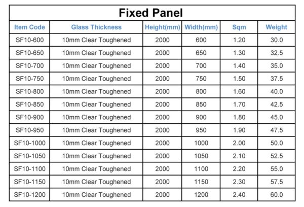 Shower Screen Fixed Panels